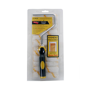 WHIZZ ALLPRO 5099001F 4" YELLOW STRIPE ACRYLIC ROLLER REFILL WITH FRAME