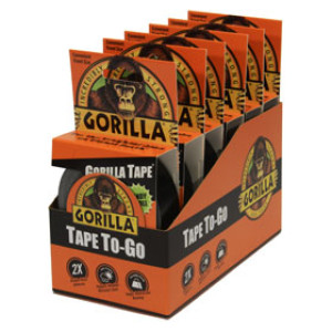 GORILLA GLUE 6100109 GORILLA TAPE TO-GO 1" BLACK DUCT TAPE HANDY ROLL