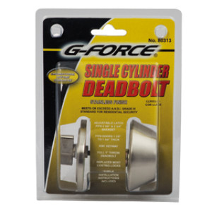 G-FORCE 80313 SINGLE CYLINDER STAINLESS FINISH DEADBOLT KW1 KEYWAY KEYED DIFFE