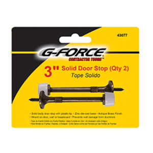 G-FORCE 43077 3" DIE CAST ANTIQUE BRASS RIDGID DOOR STOP CARDED