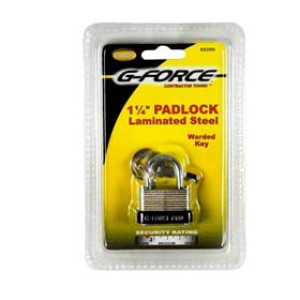 G-FORCE 60280 1-1/4" WARDED KEY STEEL LAMINATED PADLOCK
