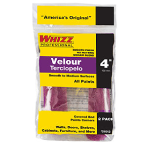 WHIZZ 51012 4" 100% VELOUR ROLLER REFILL (2-PACK)