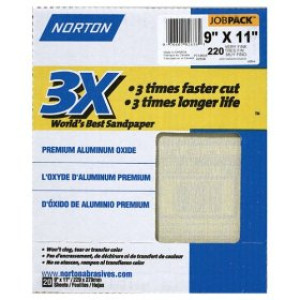 NORTON PROSAND 02636 9" X 11" P220 PREMIUM SANDING SHEETS VERY FINE J/P 20PK