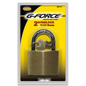 G-FORCE 60111 2" SOLID BRASS PADLOCK 6 CO10 KEYWAY