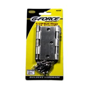 G-FORCE 42329 SQUARE CORNER SATIN NICKEL STEEL 3-1/2" BUTT HINGE 1 PAIR