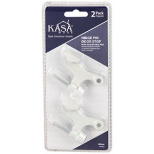 KASAWARE KFD1-A-WH2 HINGE PIN DOOR STOP WITH ADJUSTABLE PAD WHITE 2-PACK