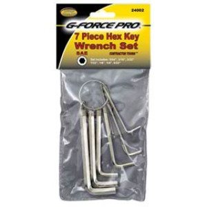 G-FORCE 24002 7 PC HEX KEY SET ON KEY RING SAE 5/64" TO 5/32"