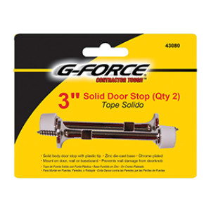 G-FORCE 43080 3" DIE CAST CHROME PLATED RIDGID DOOR STOP CARDED