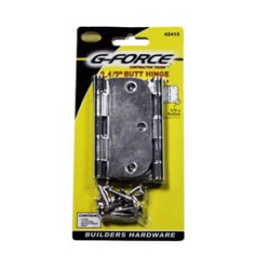 G-FORCE 42415 RADIUS CORNER CHROME FINISH 3-1/2" BUTT HINGE PAIR