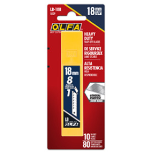 OLFA 5009 18MM HEAVY DUTY SILVER SNAP-OFF BLADES 10/PK LB-10B