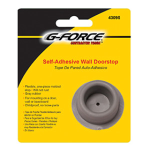 G-FORCE 43095 RUBBER GRAY SELF-ADHESIVE WALL DOOR STOP CARDED