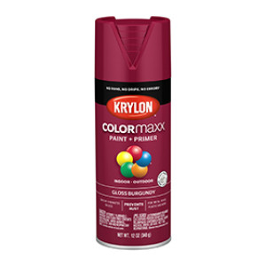 KRYLON K05508007 COLORMAXX PAINT + PRIMER GLOSS BURGUNDY 12 OZ INDOOR-OUTDOOR