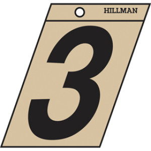 P-T 839464 3" BLACK ON GOLD NUMBER 3 ANGLE-CUT MYLAR SELF ADHESIVE
