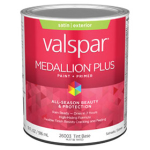 VALSPAR 26003.005 MEDALLION PLUS SATIN TINT BASE EXTERIOR PAINT + PRIMER