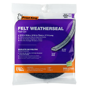 FROST KING S258/17H 5/8" X 3/16" X 17' FELT NAIL-ON WEATHERSTRIP