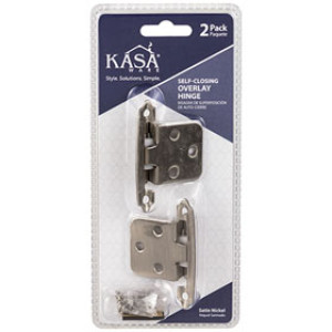KASAWARE KFHO-A-SN2 SELF CLOSING OVERLAY HINGE SATIN NICKEL 2-PACK