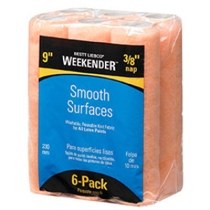 BESTT LIEBCO 527030900 WEEKENDER 9" X 3/8" ROLLER COVER SMOOTH SURFACES 6 PACK