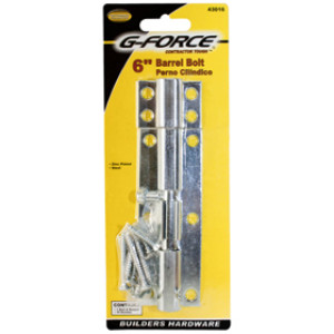 G-FORCE 43016 6" BARREL BOLT ZINC PLATED STEEL
