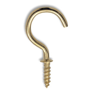 OOK 50351 7/8" BRASS PLATED CUP HOOKS (8PK) INTERIOR EXTERIOR USE SHARP POINT