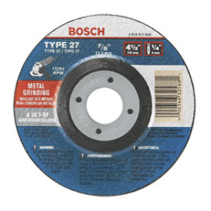 BOSCH GW27M450 GRINDING WHEEL TYPE 27 4-1/2" X 1/4" X 7/8" FOR METAL A30T