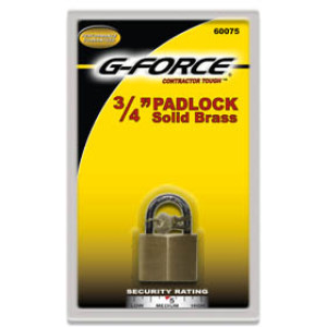 G-FORCE 60075 3/4" SOLID BRASS PADLOCK MASTER KEYWAY