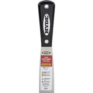 HYDE 02050 1-1/4" BLACK & SILVER STIFF PUTTY KNIFE HIGH CARBON STEEL BLADE