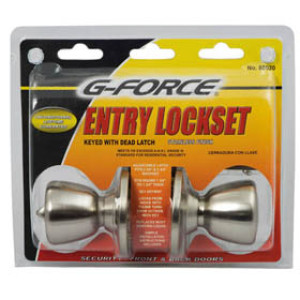 G-FORCE 80020 ENTRY TULIP KNOB LOCKSET STAINLESS STEEL SC-1 KEYWAY