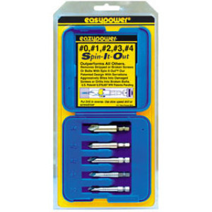 EAZYPOWER 82681 5PC #0 - #4 SPIN-IT-OUT BROKEN & DAMAGED SCREW REMOVER W/CASE