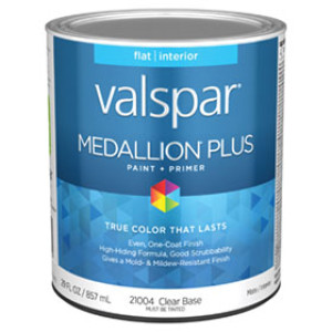 VALSPAR 21004.005 MEDALLION PLUS FLAT CLEAR BASE INTERIOR PAINT & PRIMER
