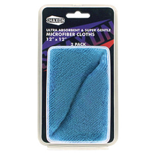 SHAXON SHX-MFW2-1212-B 12" X 12" MICROFIBER CLEANING CLOTHS 2-PACK CLAMSHELL