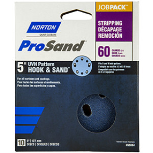 NORTON PROSAND 68364 5" P60 UVH HOOK & LOOP JOB PACK SANDING DISCS 10-PACK