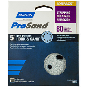 NORTON PROSAND 68363 5" P80C UVH HOOK & LOOP JOB PACK SANDING DISCS 10-PACK