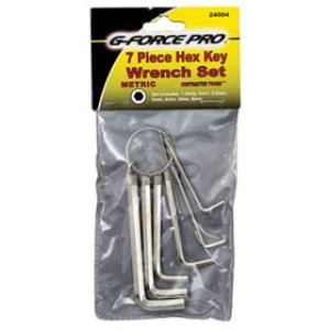 G-FORCE 24004 7 PC HEX KEY SET ON KEY RING METRIC 1.5MM TO 6MM