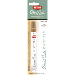KRYLON KSCP901 1/3 OZ SHORT CUTS GOLD LEAF PAINT PEN WITH CHISELED TIP