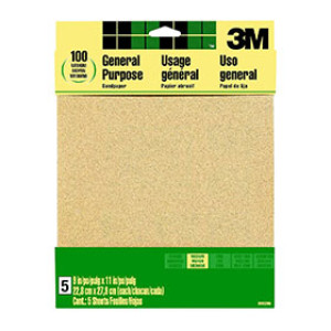 3M SAN-PAK 9002NA 9" X 11" MED 100 GRIT ALUMINUM OXIDE SANDPAPER 5 SHEETS