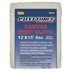 PAINT-FORCE 30416 12' X 15' 8 OZ CANVAS DROP CLOTH