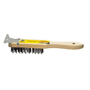 G-FORCE 44455 4 X 11 WOOD HANDLE STEEL WIRE BRUSH WITH SCRAPER