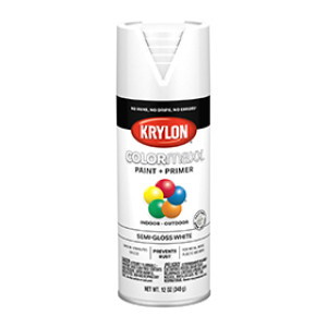 KRYLON K05580007 COLORMAXX PAINT + PRIMER SEMI-GLOSS WHITE 12 OZ IN-OUTDOOR