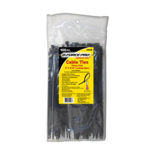 G-FORCE 25206 100 PK 8" X 3/16" NYLON BLACK CABLE TIES
