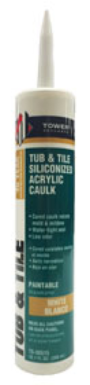 TOWER TS-00515 WHITE TUB & TILE SILICONIZED ACRYLIC CAULK