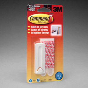 3M 17041-ES COMMAND WHITE WIRE-BACKED PICTURE HANGER 5LB CAP 1 HANGER/2 STRIPS
