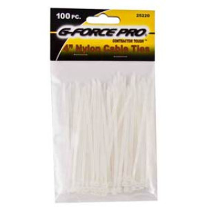 G-FORCE 25220 100 PK 4" NYLON CLEAR CABLE TIES
