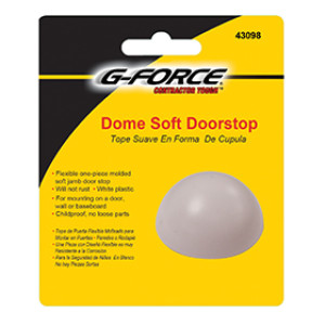 G-FORCE 43098 PLASTIC WHITE DOME SOFT DOOR STOP CARDED
