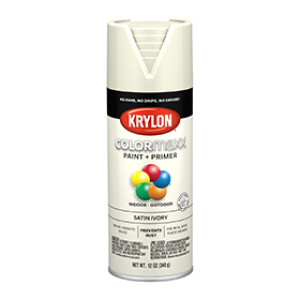 KRYLON K05567007 COLORMAXX PAINT + PRIMER SATIN IVORY 12 OZ INDOOR - OUTDOOR