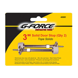 G-FORCE 43081 3" DIE CAST SATIN NICKEL RIDGID DOOR STOP CARDED