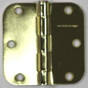 G-FORCE 42205 ROUND CORNER POLISHED BRASS 3-1/2" BUTT HINGES BULK "NO SCREWS"