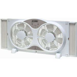 MR BRANDS 01283 EZ-CHILL 9" WHITE DELUXE REVERSIBLE TWIN WINDOW FAN W/ REMOTE