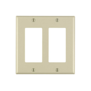 LEVITON 001-80409-00I DECORA TWO GANG WALLPLATE IVORY