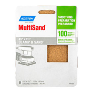 NORTON 48301 4-1/2" X 5-1/2" MULTISAND 100 GRIT 6 SHEETS HANDY PACK