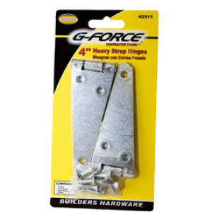 G-FORCE 42511 4" HEAVY STRAP HINGES ZINC PLATED PAIR
